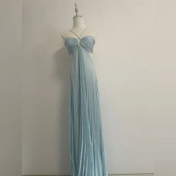 A.L.C. Moira Matte Pleated Dress in Light Blue